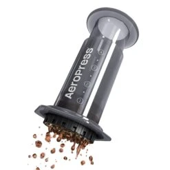 AeroPress Original Coffee Press -Coffee Machine Shop AeroPressOriginalangledwithdrippingcoffee whitelettering