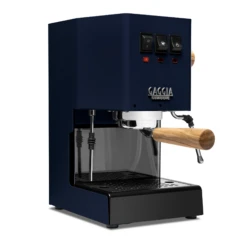 Gaggia Classic Evo Pro Espresso Machine In Classic Blue With Olive Wood