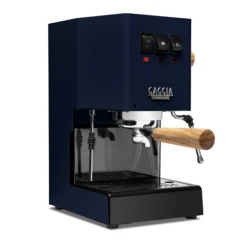 Gaggia Classic Evo Pro Espresso Machine In Classic Blue With Olive Wood -Coffee Machine Shop GACLASSICEVOPROBLUOW Blue Olive Single EVO 1153