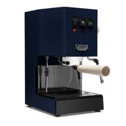 Gaggia Classic Evo Pro Espresso Machine In Classic Blue With Tiger Maple