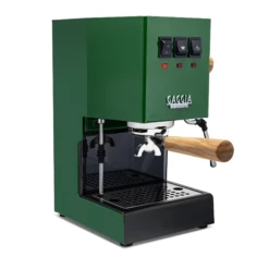 Gaggia Classic Evo Pro Espresso Machine In Jungle Green With Olive Wood -Coffee Machine Shop GACLASSICEVOPROGRNOW Green Olive Double EVO 2082