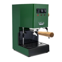 Gaggia Classic Evo Pro Espresso Machine In Jungle Green With Olive Wood -Coffee Machine Shop GACLASSICEVOPROGRNOW Green Olive Single EVOd 2082