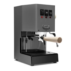 Gaggia Classic Evo Pro Espresso Machine In Industrial Grey With Tiger Maple -Coffee Machine Shop GACLASSICEVOPROGRYTM Gray Maple Single EVO 1153