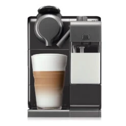 DeLonghi Nespresso Lattissima Touch Espresso Machine In Black -Coffee Machine Shop lattissimatouch 560b black front milk